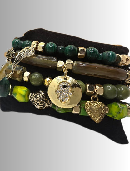 Emperial Green Bracelet set | Malachite, Jade, Jasper, and Emeralds L.Signature Collection by L.Styles