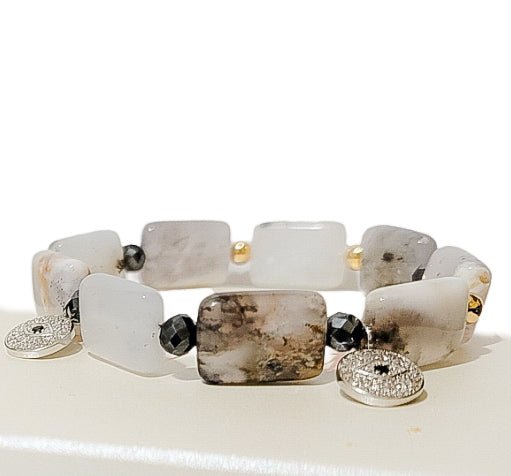 Evil Eye Dendritic Montana Agate Bracelet L.Signature Collection by L.Styles