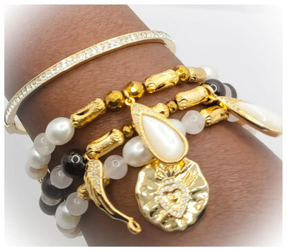 Freshwater Pearl and Garnet Bracelet L.Signature Collection by L.Styles