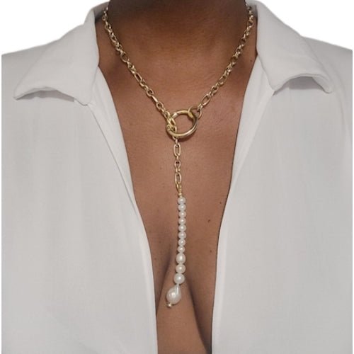 Freshwater Pearl Lariat Necklace L.Signature Collection by L.Styles