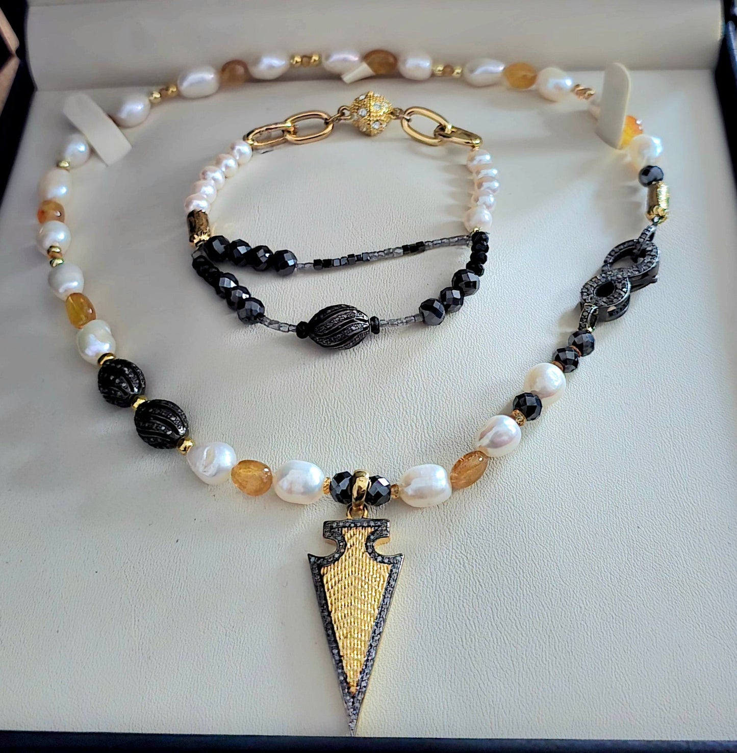 Freshwater Pearls and Yellow Sapphire Necklace L.Signature Collection by L.Styles