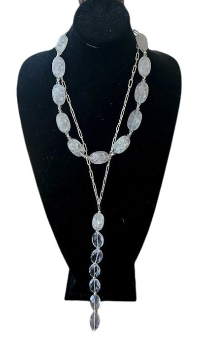 Frosted and Clear Quartz Layered Necklace - L.Signature Collection by L.Styles