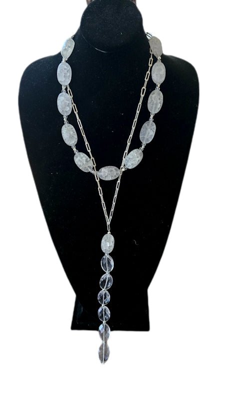 Frosted and Clear Quartz Layered Necklace - L.Signature Collection by L.Styles