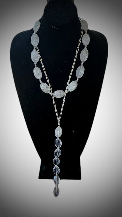 Frosted and Clear Quartz Layered Necklace - L.Signature Collection by L.Styles