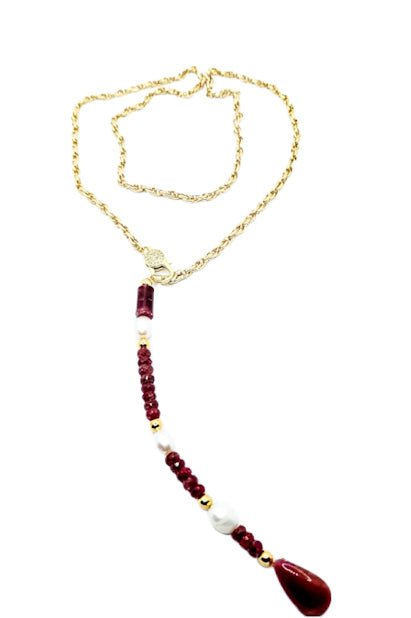 Gemstone Lariat Necklace L.Signature Collection by L.Styles