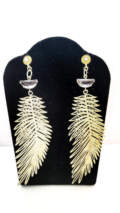 Gold Leaf Dangling Earrings L.Signature Collection by L.Styles