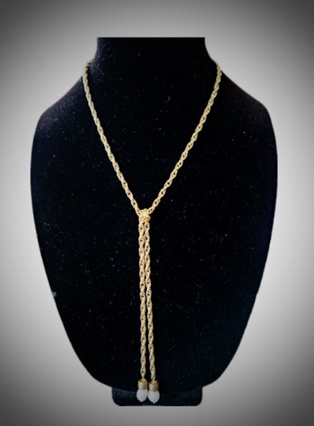 Gold Tie Y Lariat Necklace L.Signature Collection