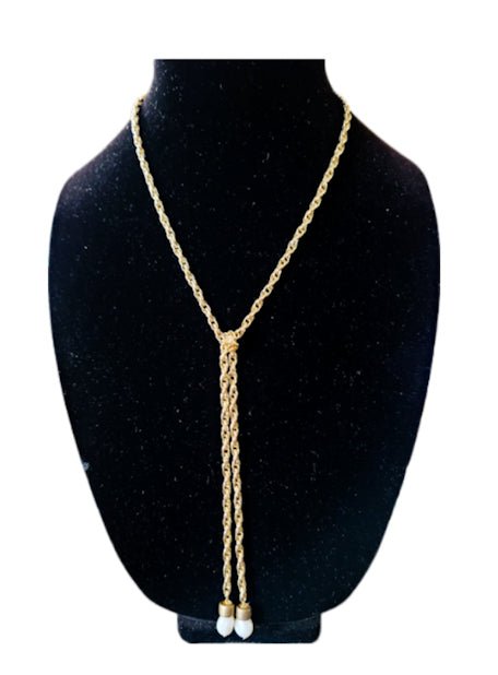 Gold Tie Y Lariat Necklace L.Signature Collection