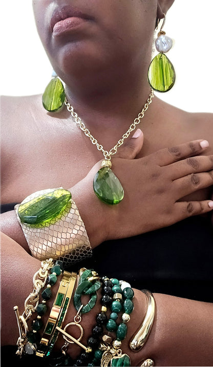 Green Amber Jewelry set L.Signature Collection by L.Styles