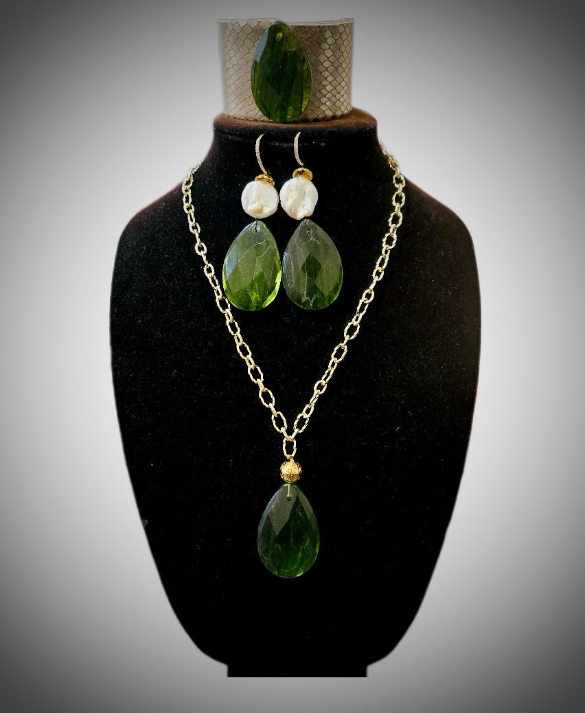 Green Amber Jewelry set L.Signature Collection by L.Styles