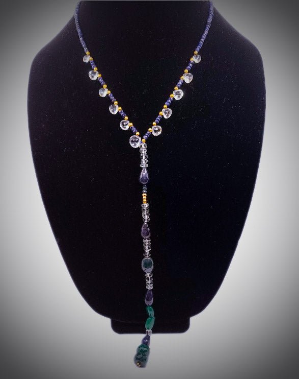 Green Amethyst and Sapphire Collar Necklace L.Signature Collection