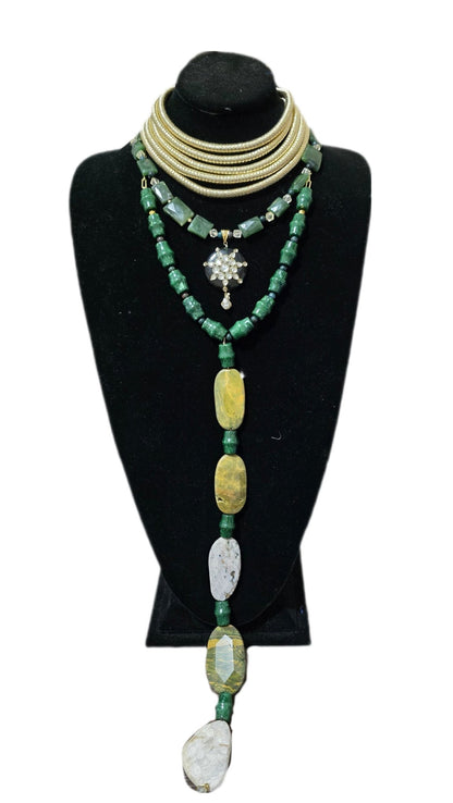 Green Nephrite and Ocean Jade Layered Necklace - L.Signature Collection by L.Styles