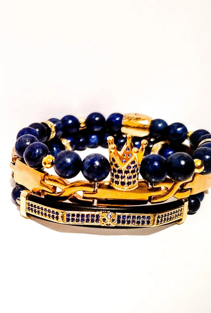 His "Royal " Golden Crown Bracelet set L.Signature Collection