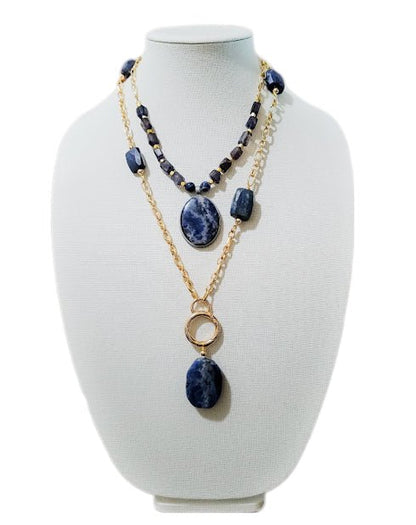 Iolite and Sodalite Layer Necklace set L.Signature Collection by L.Styles