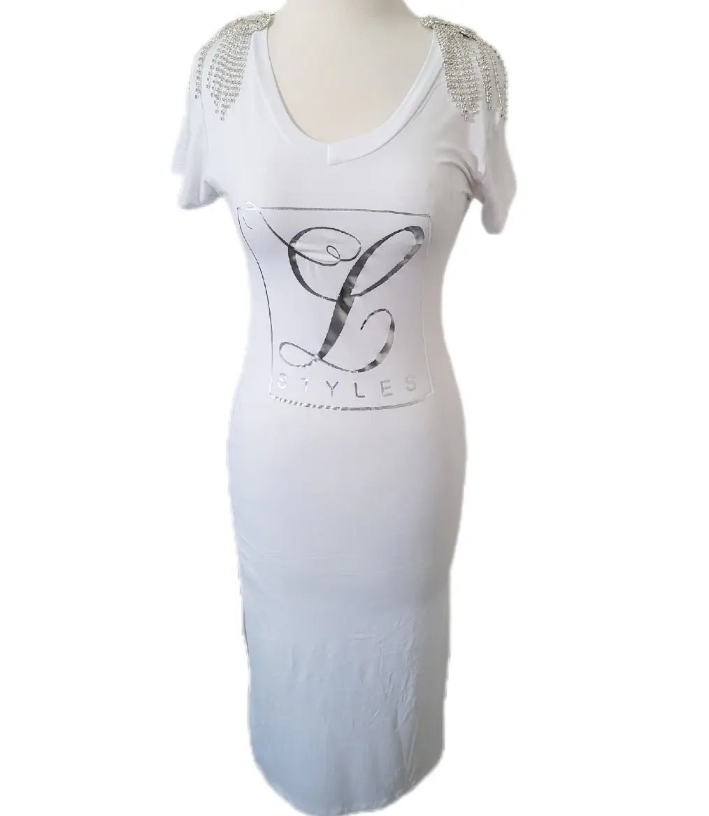 L. Styles' White Fringe Shoulder Midi Dress L.Signature Collection by L.Styles