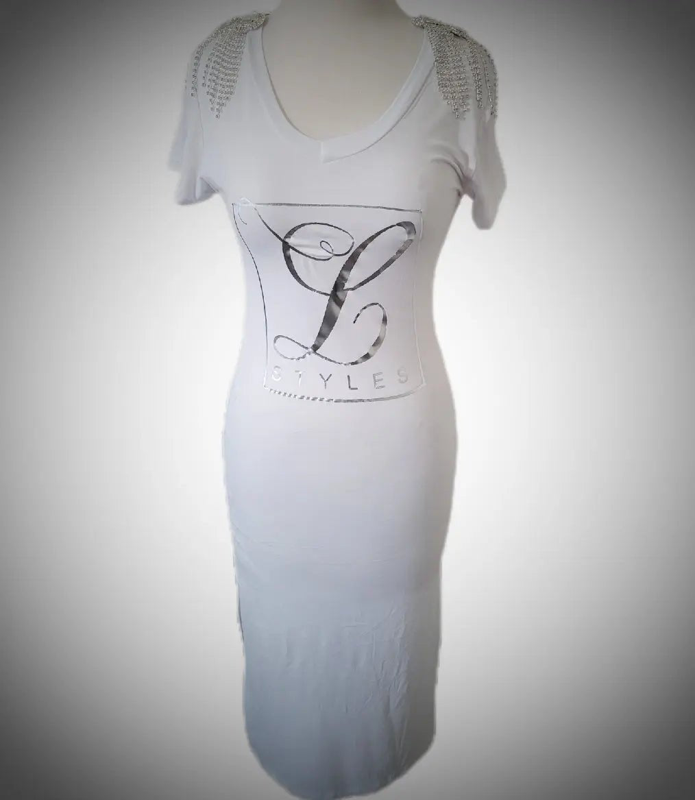 L. Styles' White Fringe Shoulder Midi Dress L.Signature Collection by L.Styles