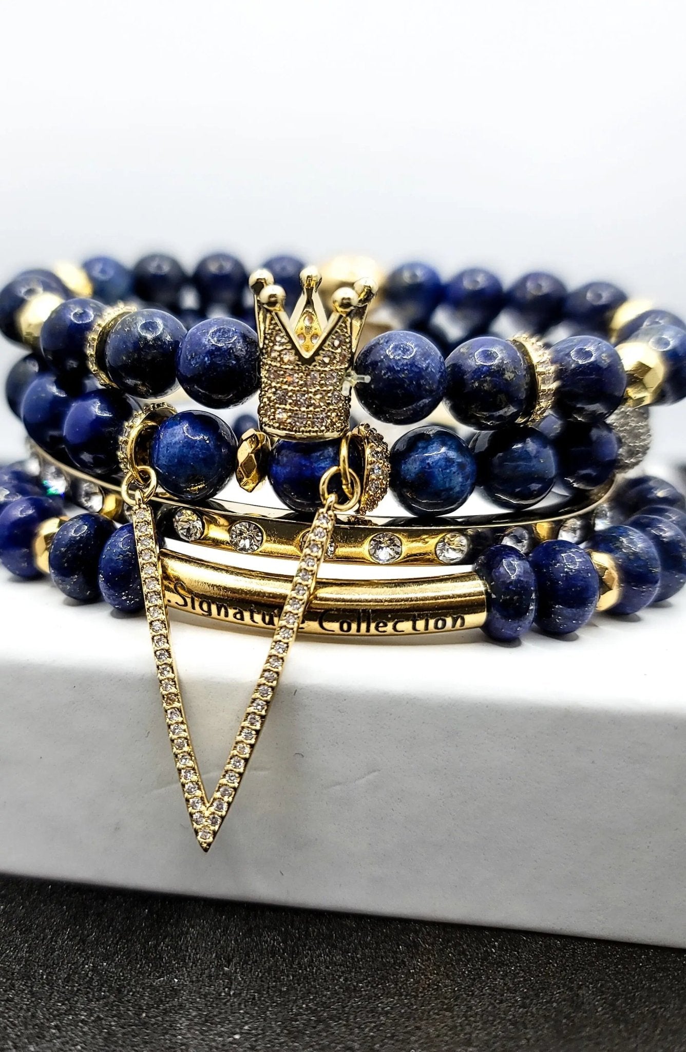 Lapis Lazuli "Royalty" Crown Bracelet set L.Signature Collection