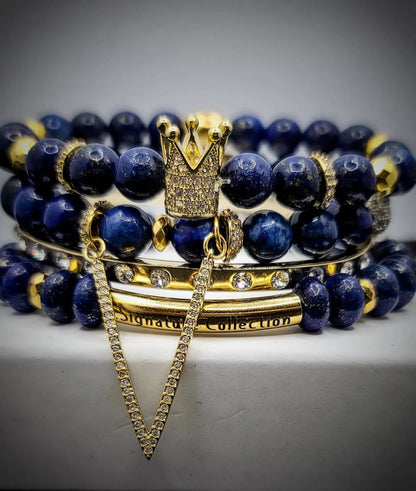 Lapis Lazuli "Royalty" Crown Bracelet set L.Signature Collection