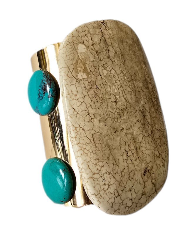 Large White Turquoise Cuff Bangle - L.Signature Collection by L.Styles