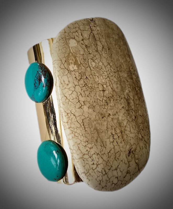 Large White Turquoise Cuff Bangle - L.Signature Collection by L.Styles