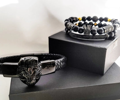 Lion's Gate Black Gun Metal Bracelet set L.Signature Collection