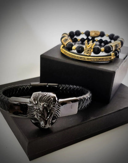 Lion's Gate Gold and Black Bracelet set L.Signature Collection