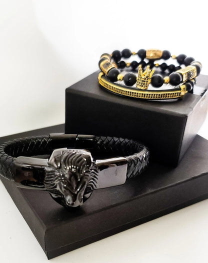 Lion's Gate Gold and Black Bracelet set L.Signature Collection