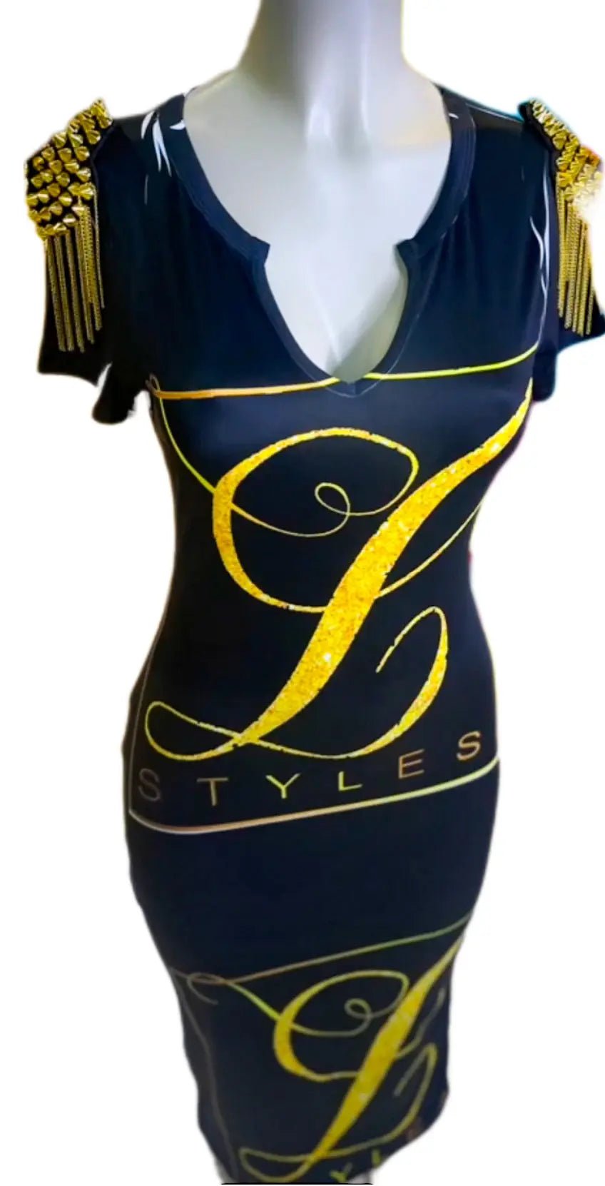 L.Styles' Black and Gold Signature  Midi Dress L.Signature Collection by L.Styles