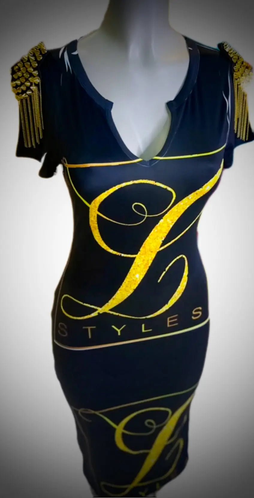 L.Styles' Black and Gold Signature  Midi Dress L.Signature Collection by L.Styles