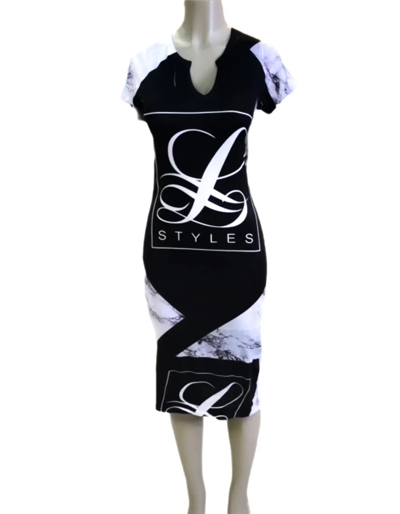 L.Styles' Black and White Signature  Midi Dress L.Signature Collection by L.Styles