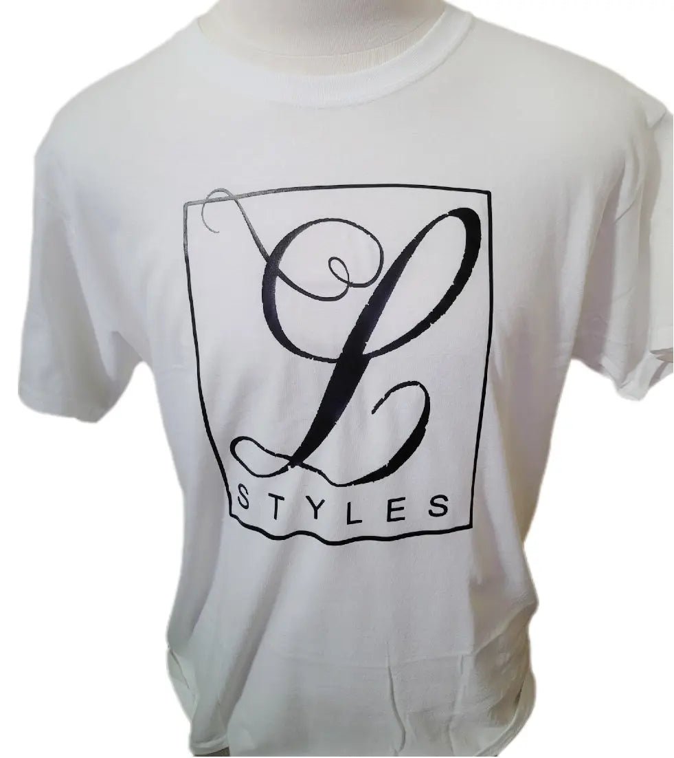 L.Styles' Men's White Fitted T-shirt L.Signature Collection by L.Styles