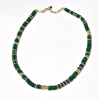 Malachite and Gold Stainless Steel Choker Necklace L.Signature Collection by L.Styles