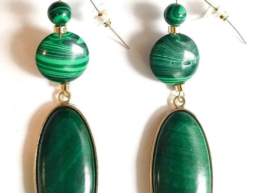 Malachite Drop Earrings L.Signature Collection