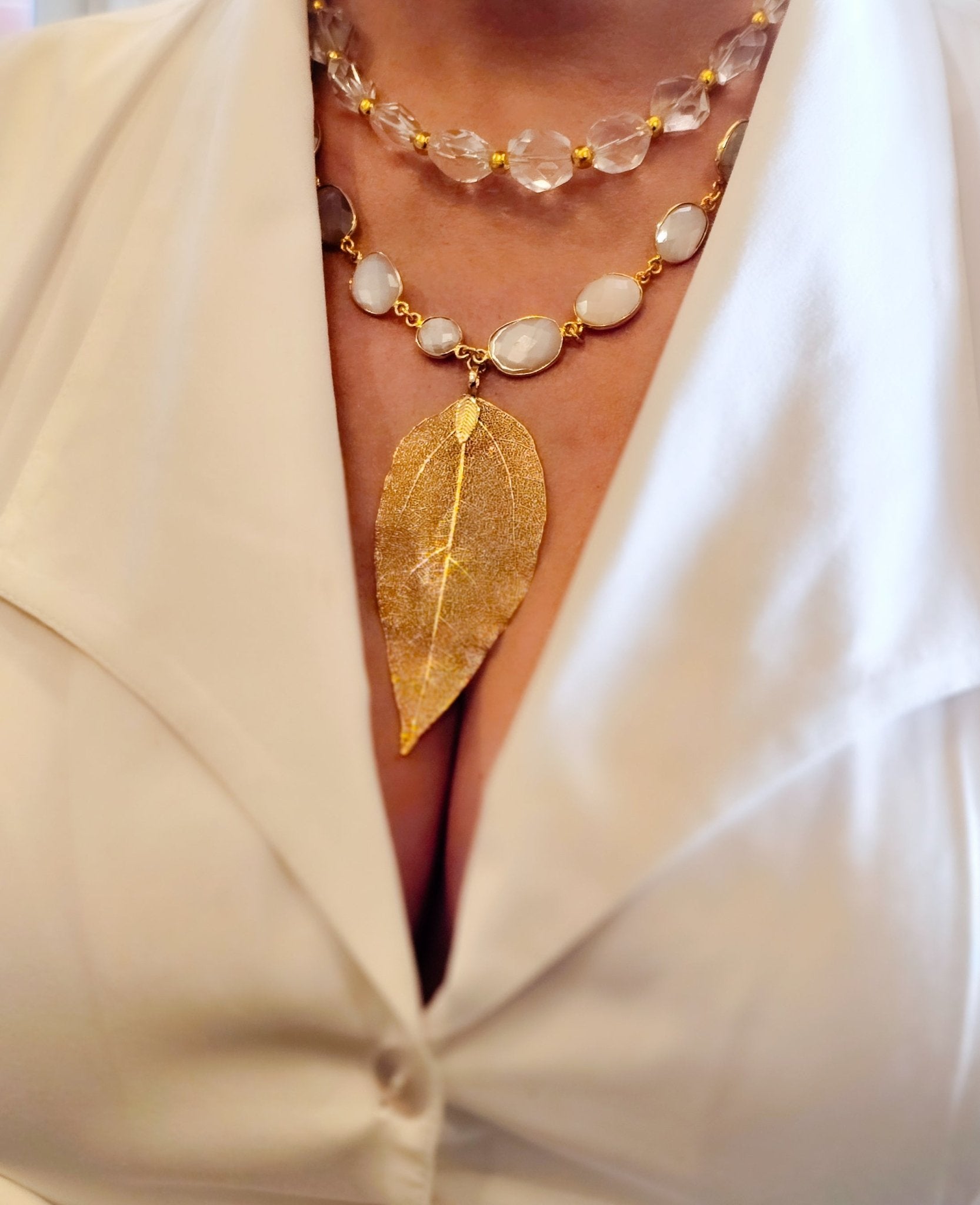 "Master Healer"| Clear Quartz and Moonstone Layered Necklace L.Signature Collection by L.Styles