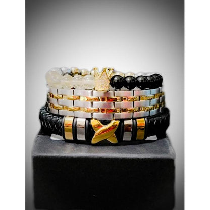 Men' Citrine and Onyx Bracelet set L.Signature Collection