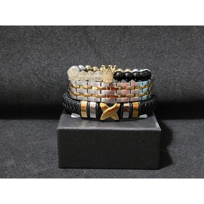 Men' Citrine and Onyx Bracelet set L.Signature Collection