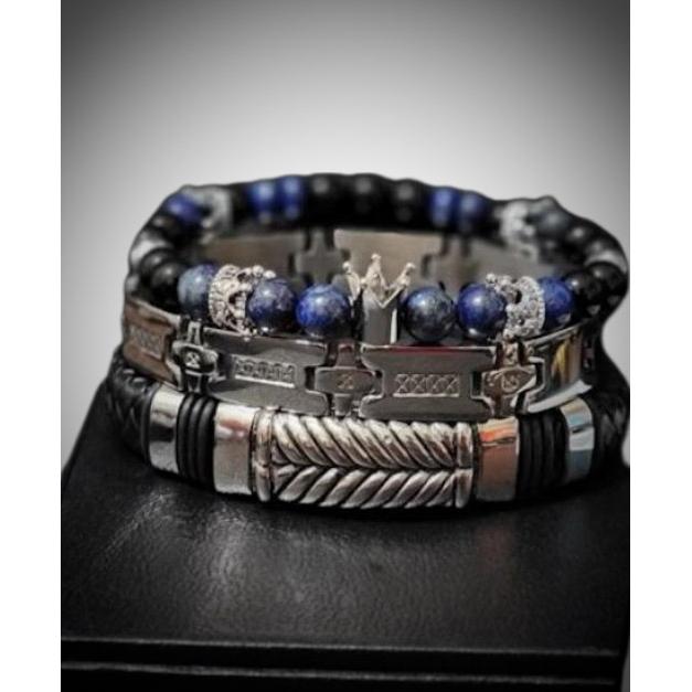 Men' Lapis Lazuli and Onyx Bracelet set L.Signature Collection by L.Styles