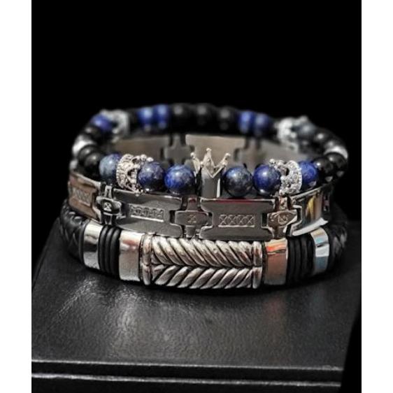 Men' Lapis Lazuli and Onyx Bracelet set L.Signature Collection by L.Styles