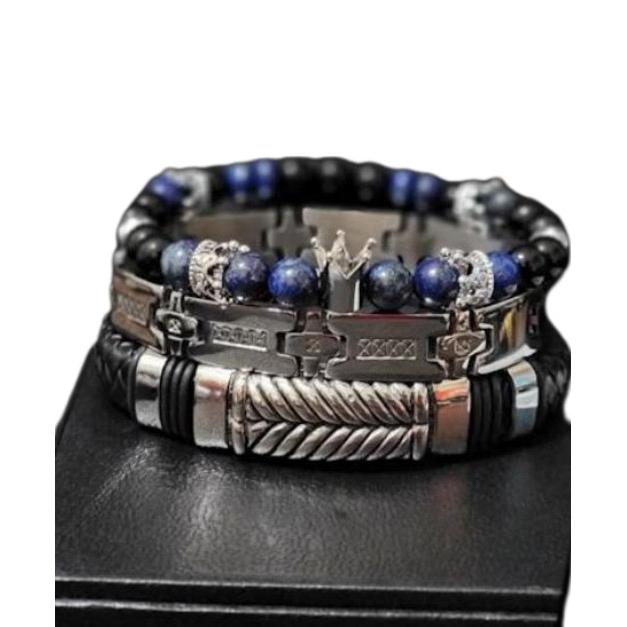 Men' Lapis Lazuli and Onyx Bracelet set L.Signature Collection by L.Styles