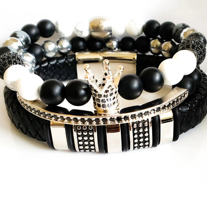 Men's Black and White Bracelet set L.Signature Collection by L.Styles