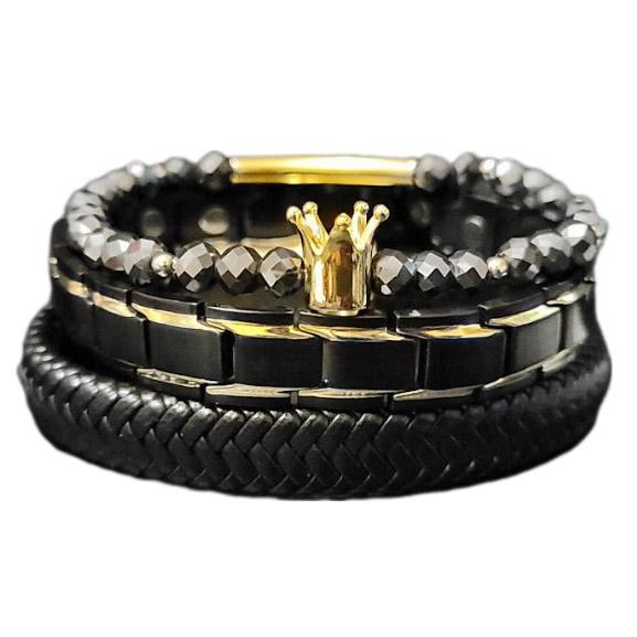 Men's Black Diamond Bracelet Set L.Signature Collection