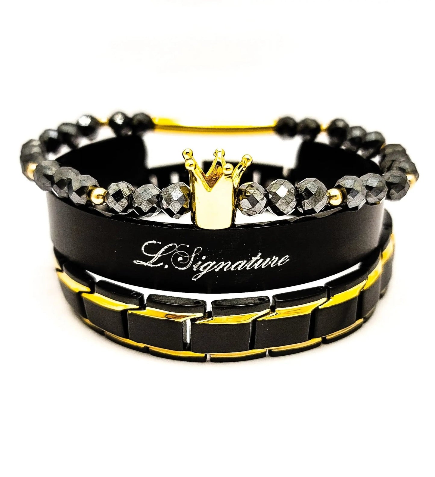 Men's Black Diamond Bracelet Set L.Signature Collection