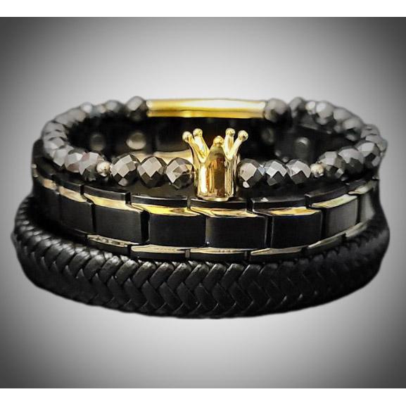 Men's Black Diamond Bracelet Set L.Signature Collection