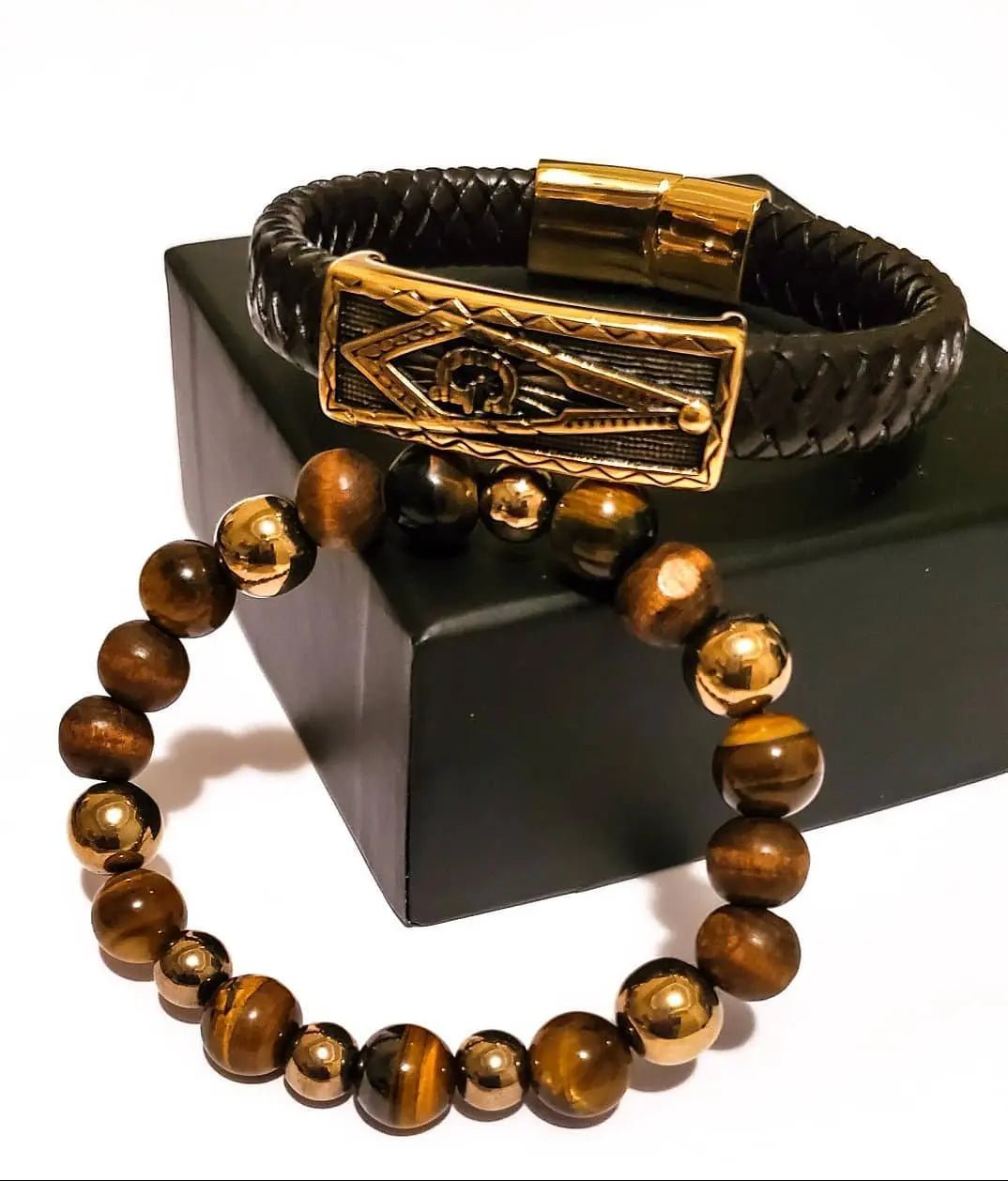 Men's Brown Masonic Bracelet Set L.Signature Collection