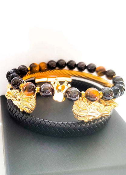 Men's Lion Garnet Bracelet set L.Signature Collection by L.Styles