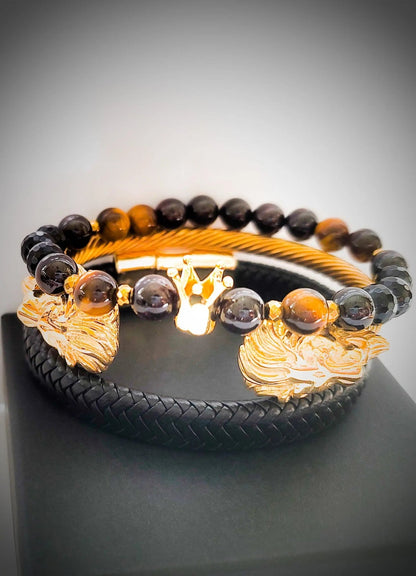 Men's Lion Garnet Bracelet set L.Signature Collection by L.Styles