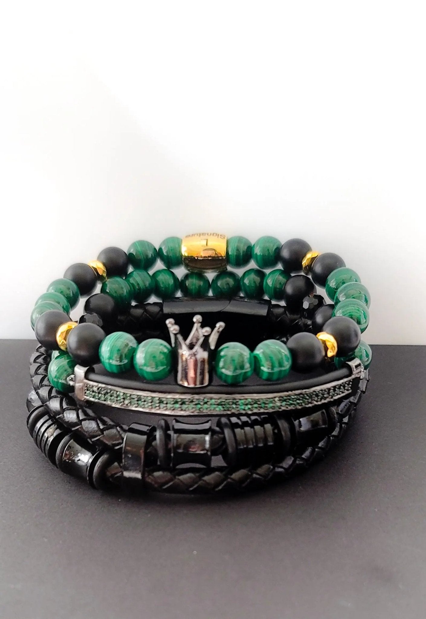 Men's "Malachite" Crown Bracelet set L.Signature Collection