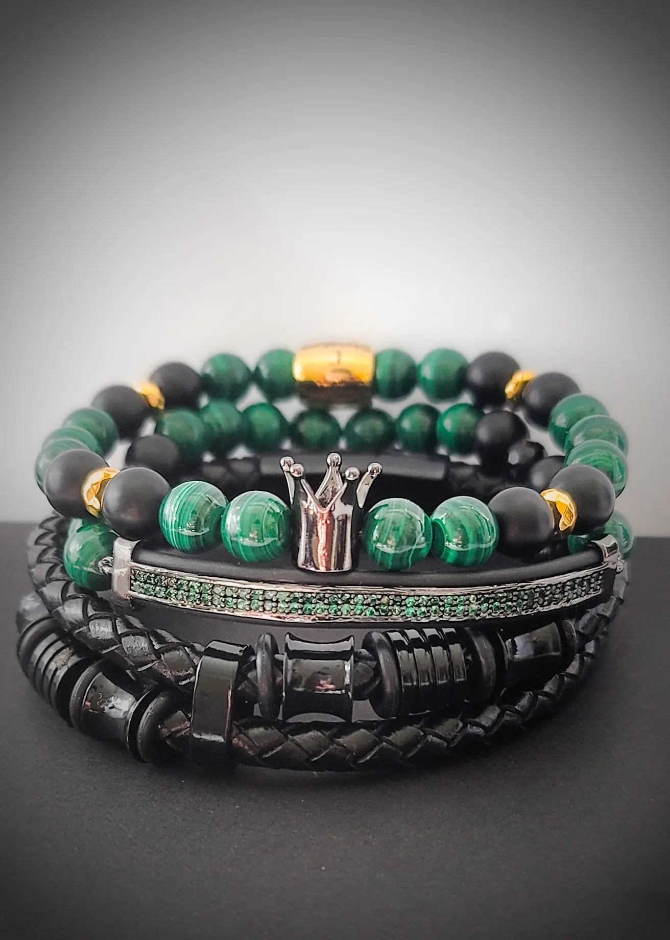 Men's "Malachite" Crown Bracelet set L.Signature Collection