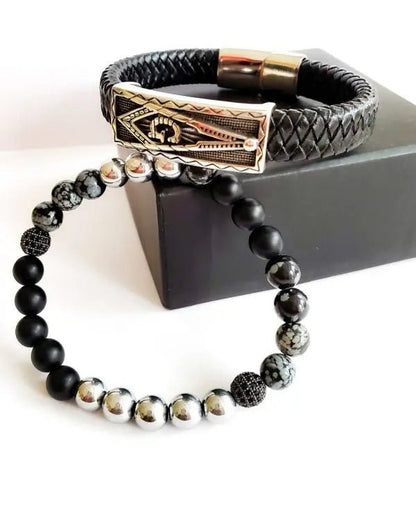 Men's "Onyx" Masonic Bracelet set L.Signature Collection