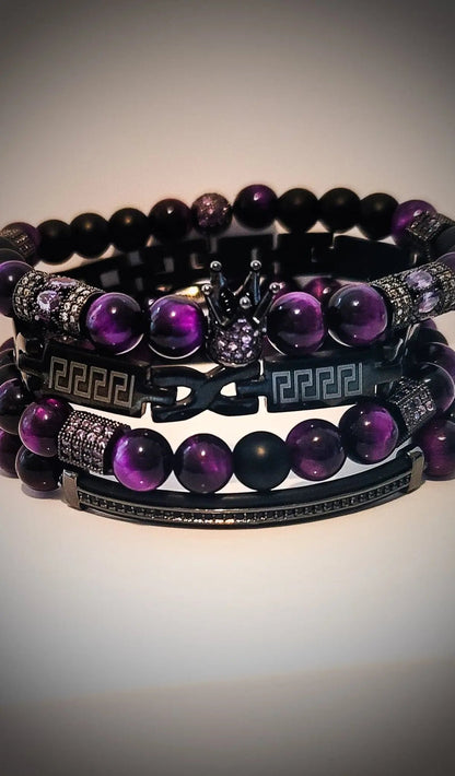 Men's "Purple " Crown Bracelet set L.Signature Collection